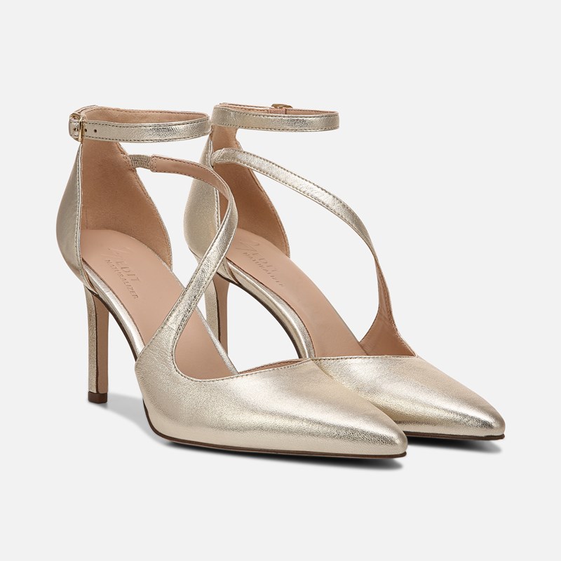 Abilyn Pump Shoes, Gold Leather
