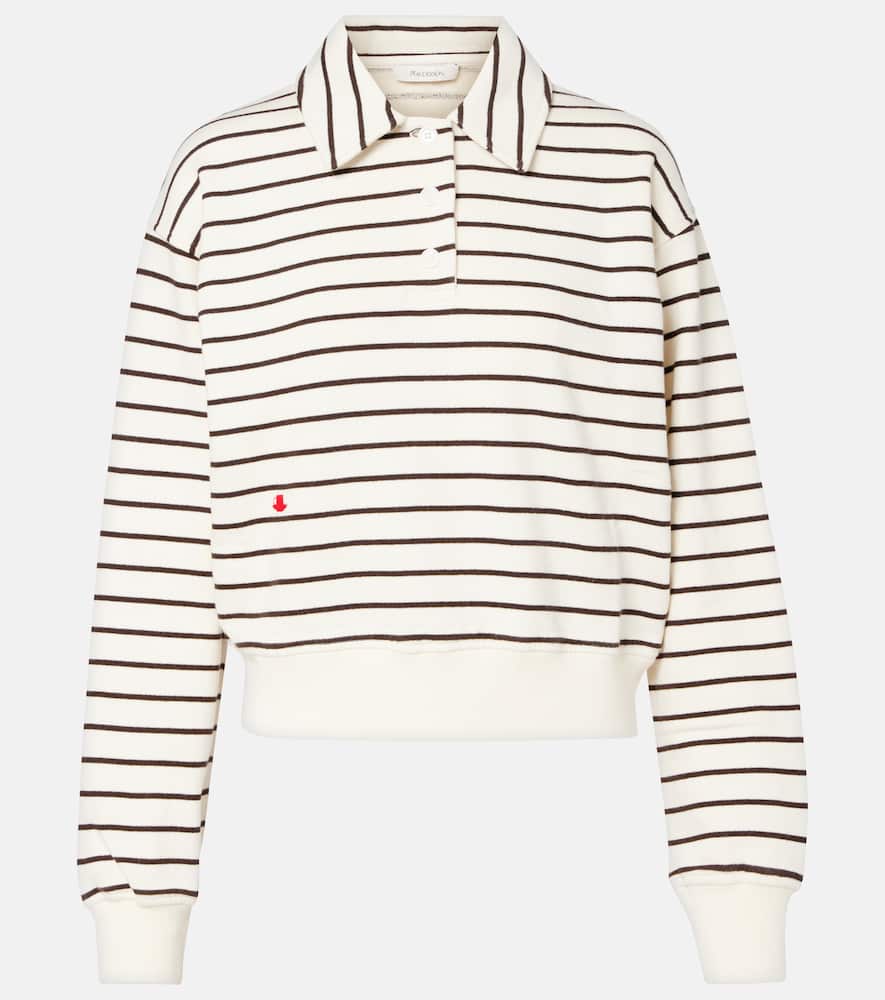 Cropped striped cotton polo sweater