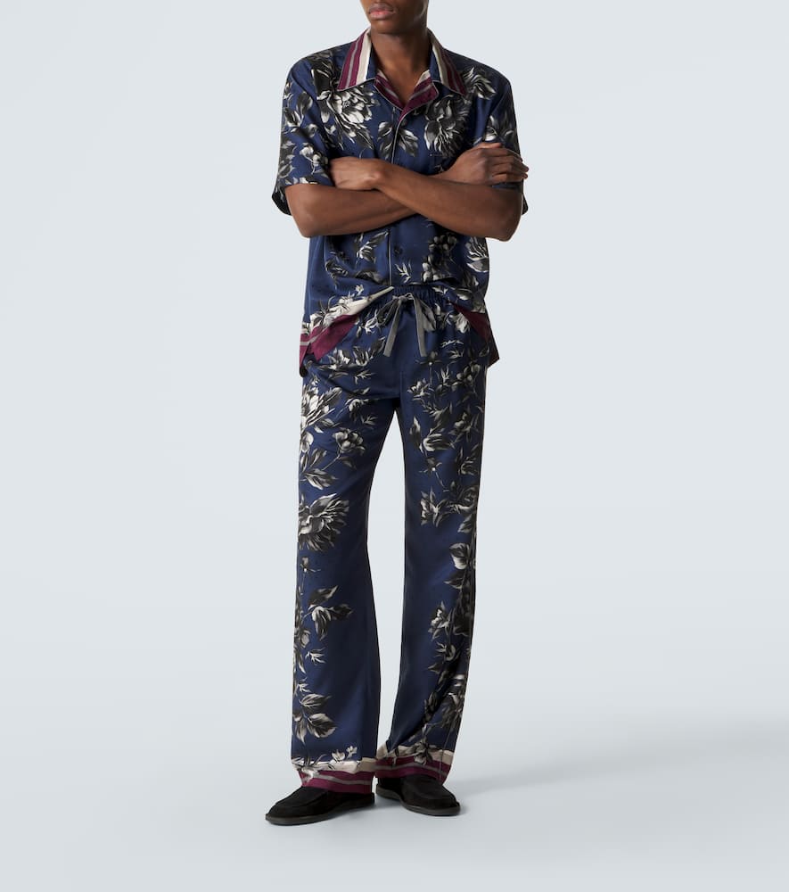 Printed silk bowling shirt