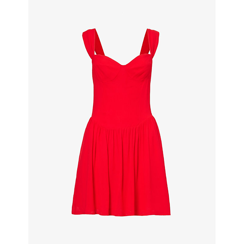 Womens Poinsettia Taiga Shoulder-strap Crepe Mini Dress