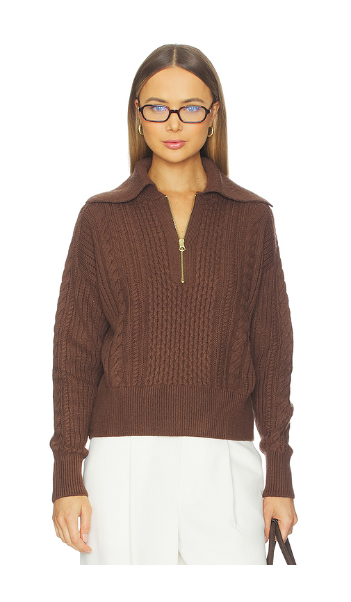 Varley Camello Relaxed Cable Half Zip Sweater in Beige. XS. Also in L, M