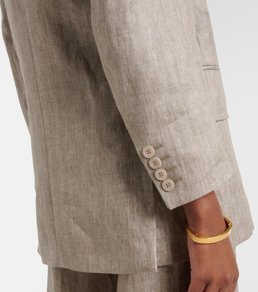 Olimpia double-breasted herringbone linen blazer