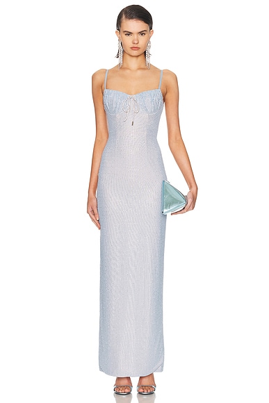 AREA Crystal Hotfix Gown in Sky Blue - Baby Blue. L also in M