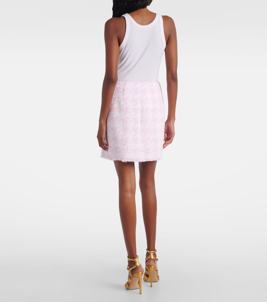 Houndstooth cotton-blend miniskirt