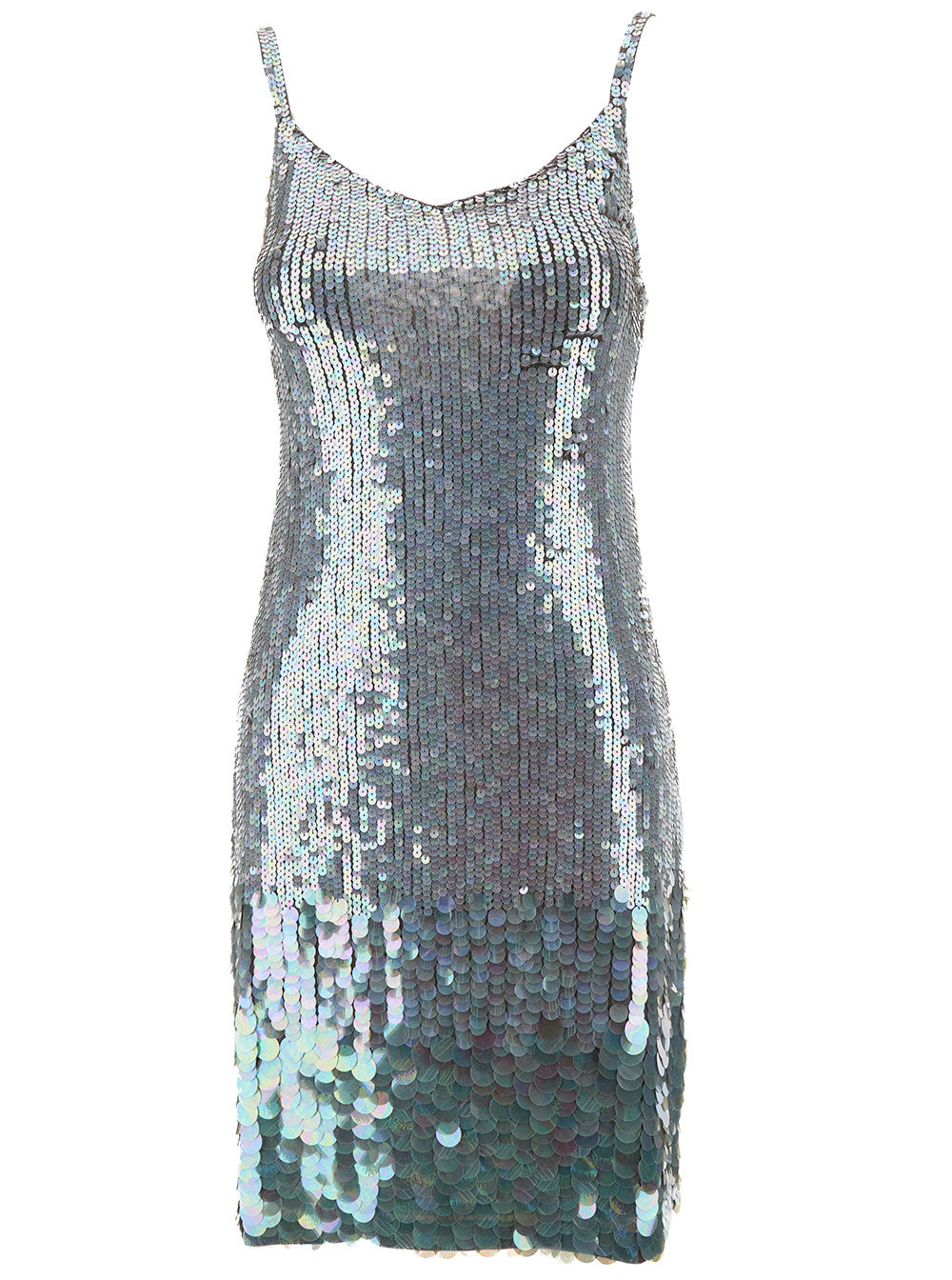 Sequin-Embellished Dress — Silver