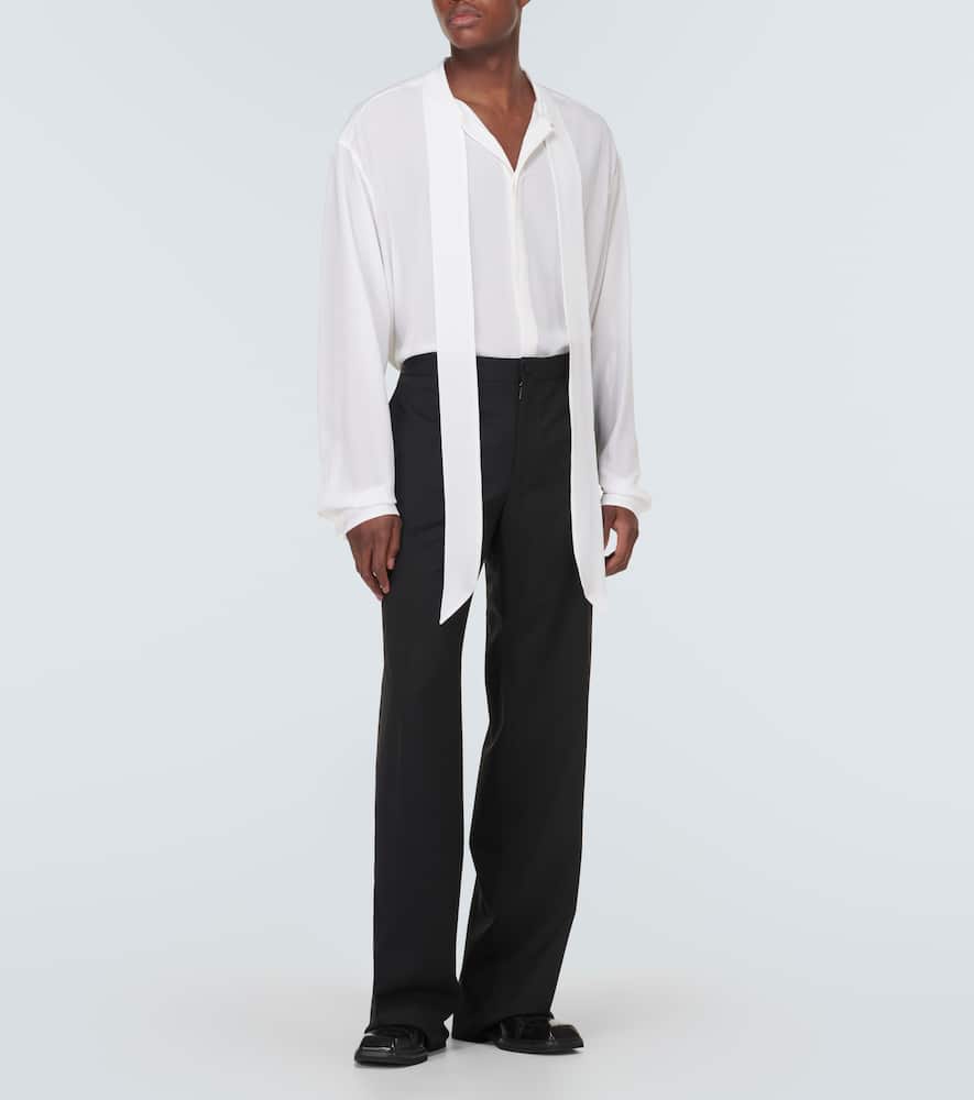 Wool-blend straight pants