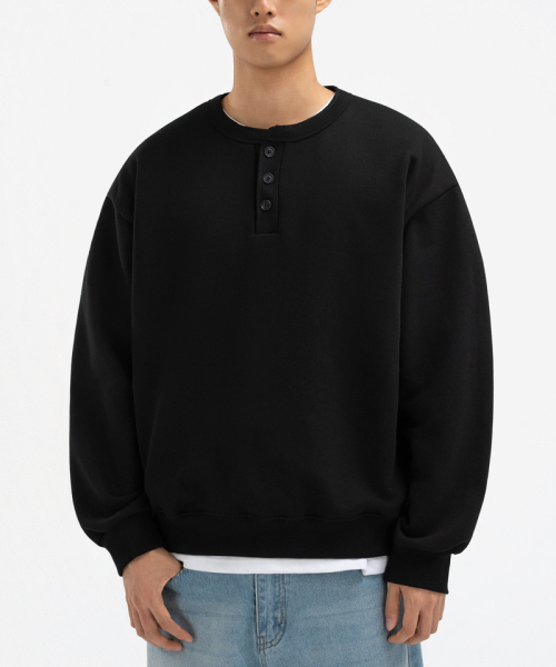 Oversized henley neck sweatshirt gray