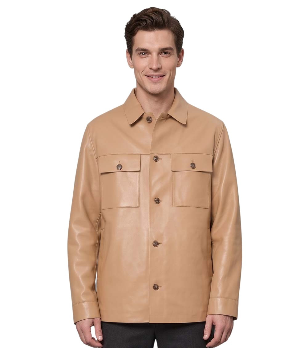 Beige Shirt Collar Jacket