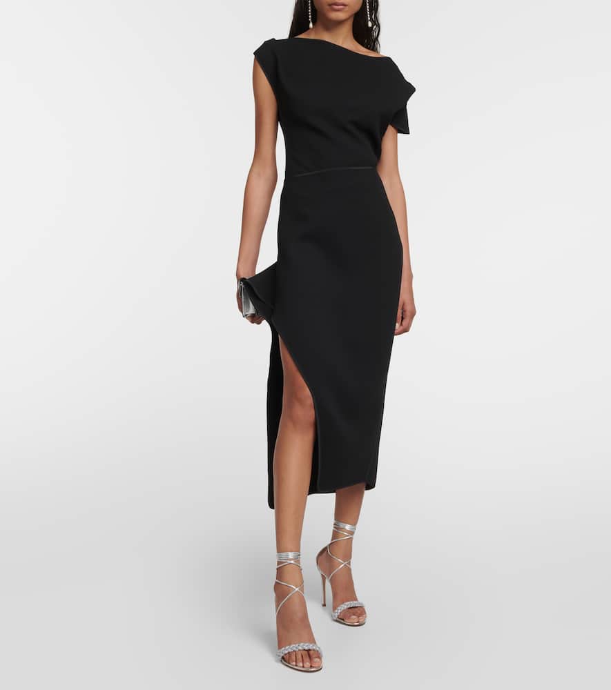 Narrate side-slit crêpe pencil skirt