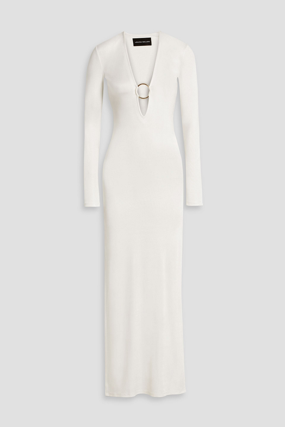 Ring-embellished stretch-jersey maxi dress - White - XL