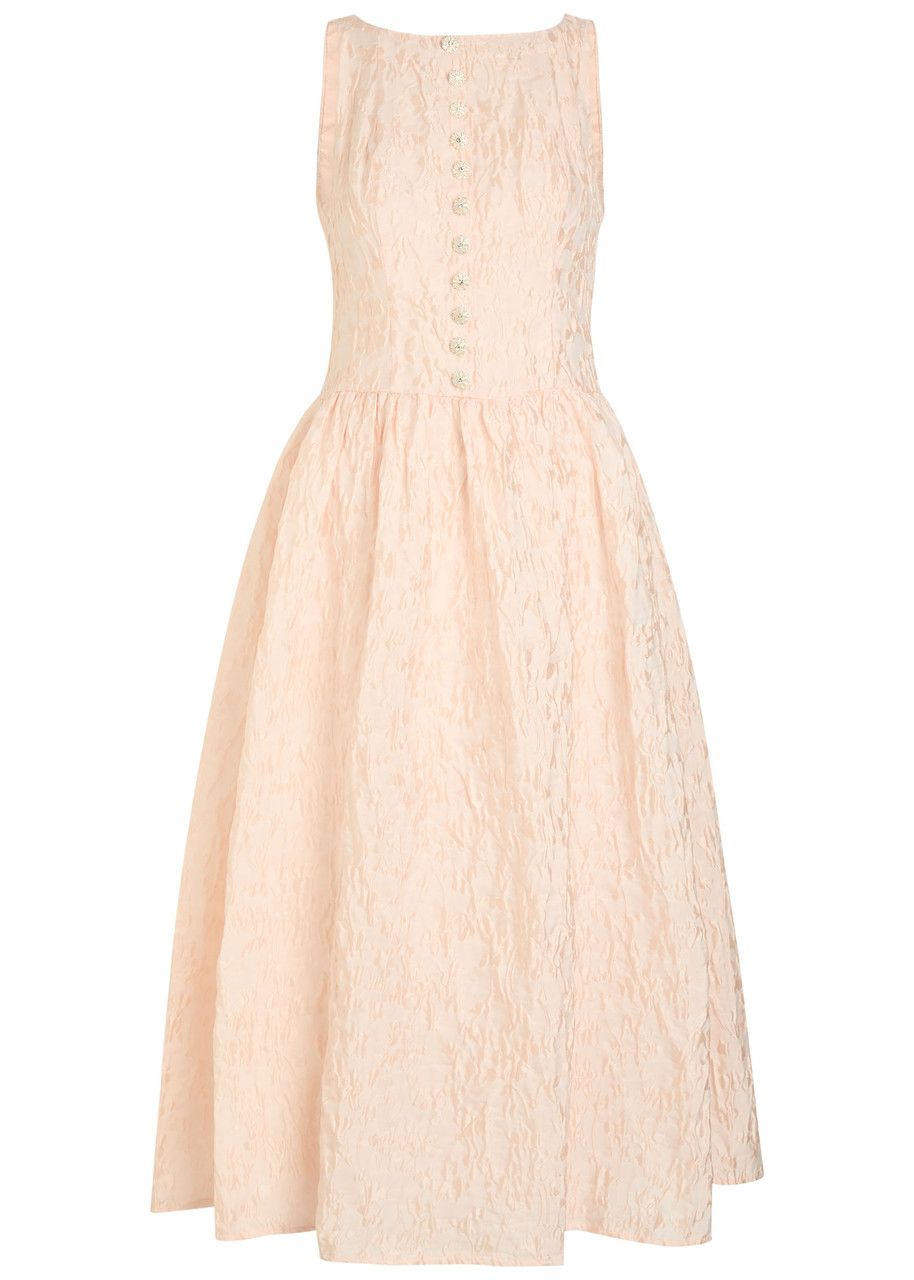 Sun Soaked Floral-jacquard Cloqué Midi Dress