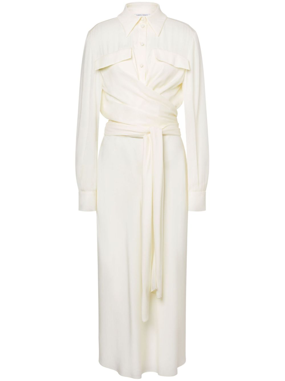 Draped shirt dress - White