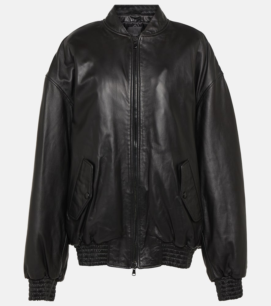 Leather bomber jacket