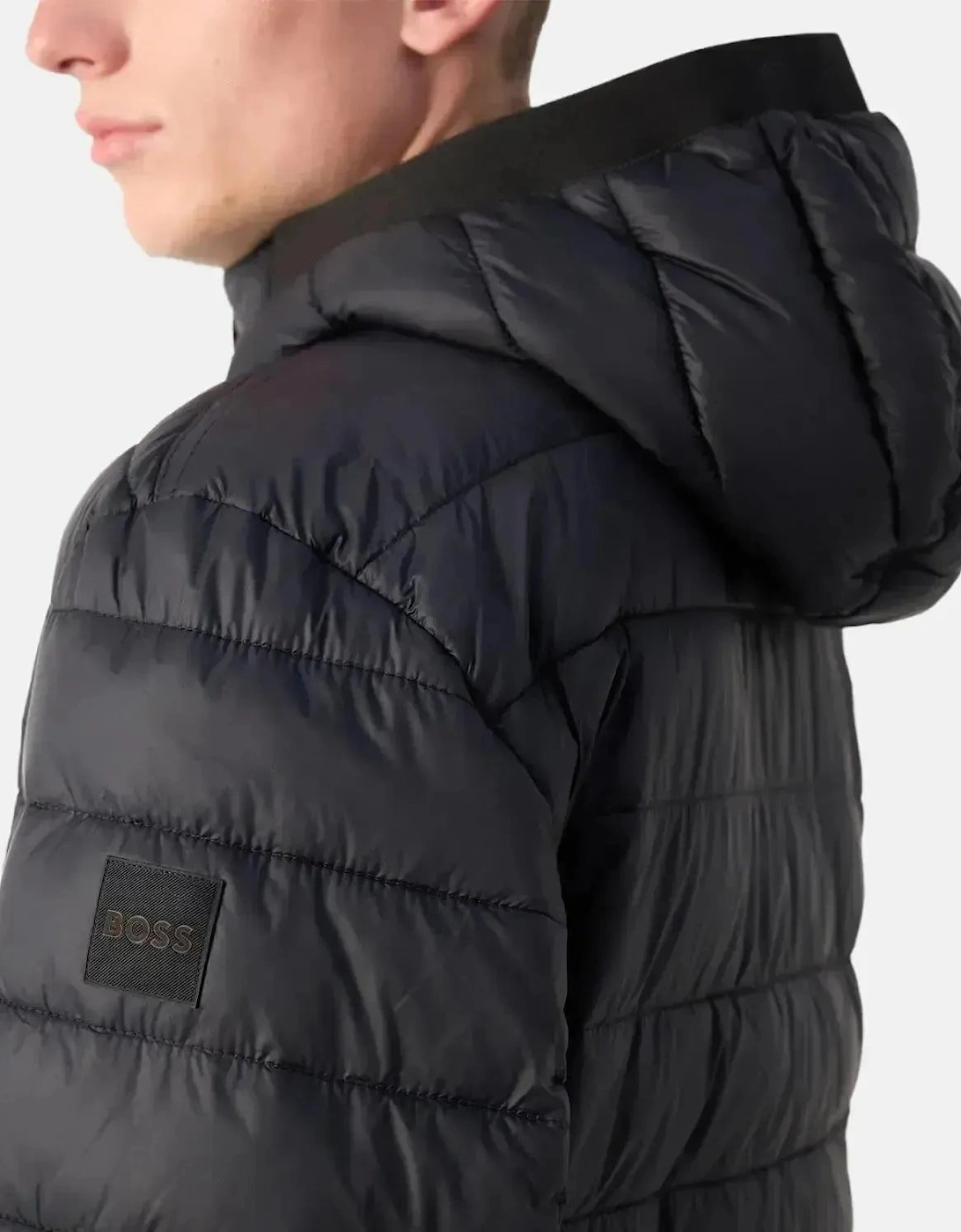 Men's BOSS MENS ODENIS HOODED PUFFER JACKET BLACK - : 42/Regular