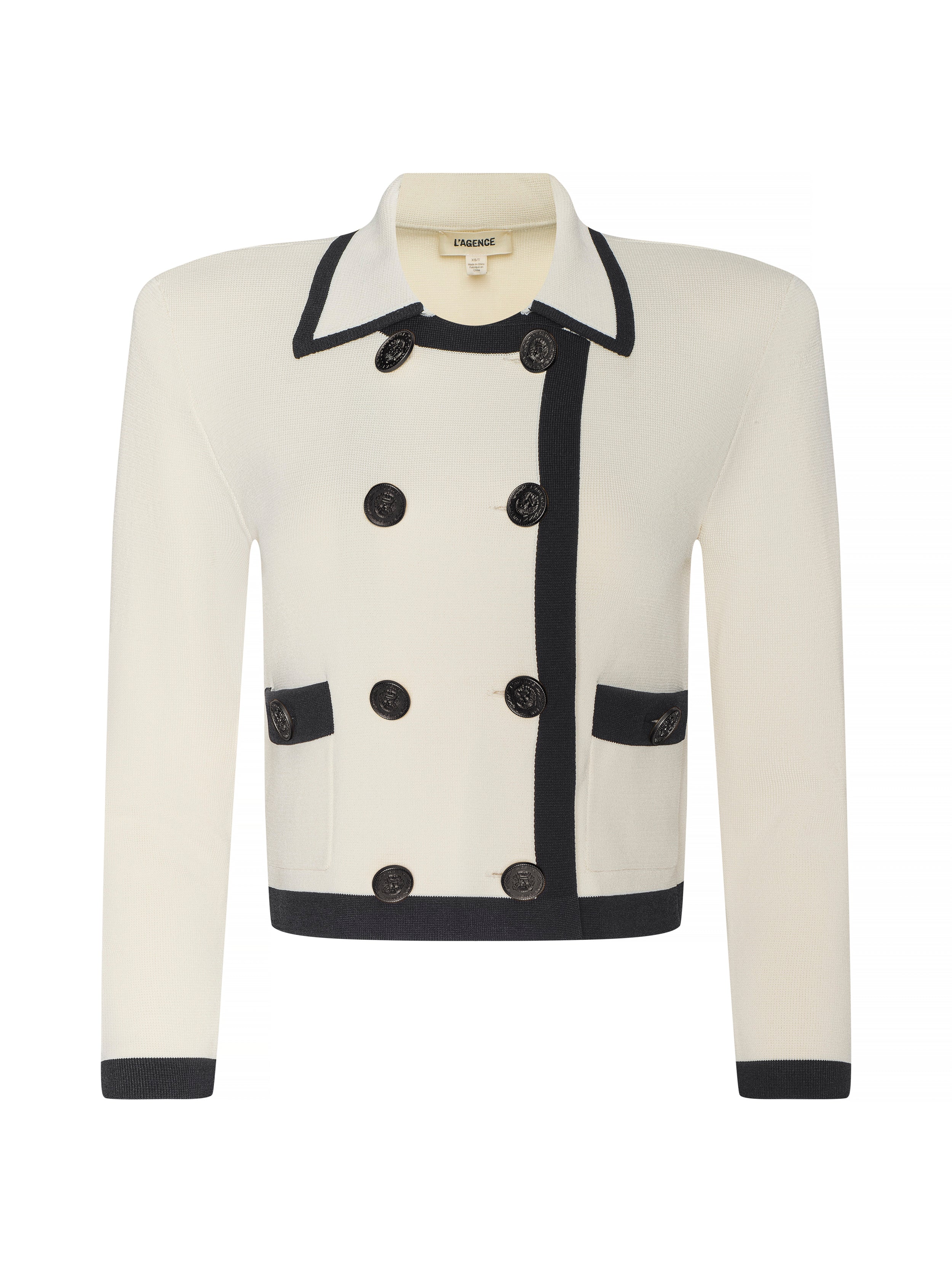 Janu Cropped Knit Jacket In Vintage White/black