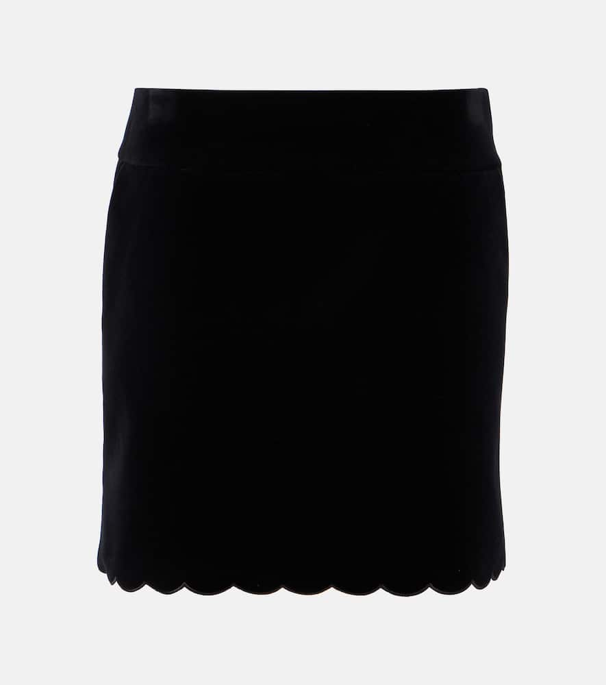 Chloé Scalloped cotton velvet miniskirt