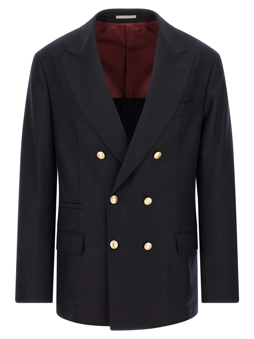 Navy Blue Peaked Lapel Blazer