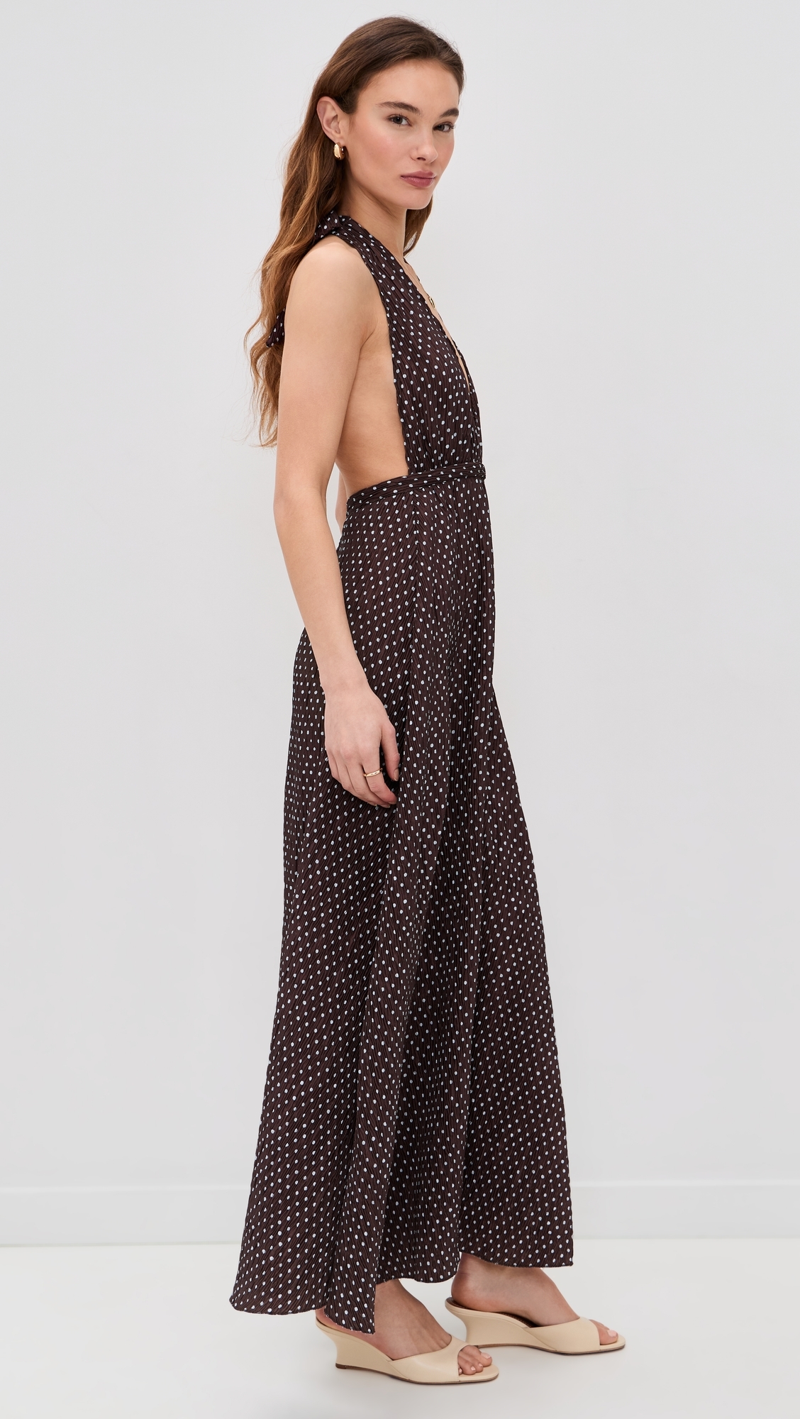 District Maxi Dress CHOCOLATE BLUE POLKA