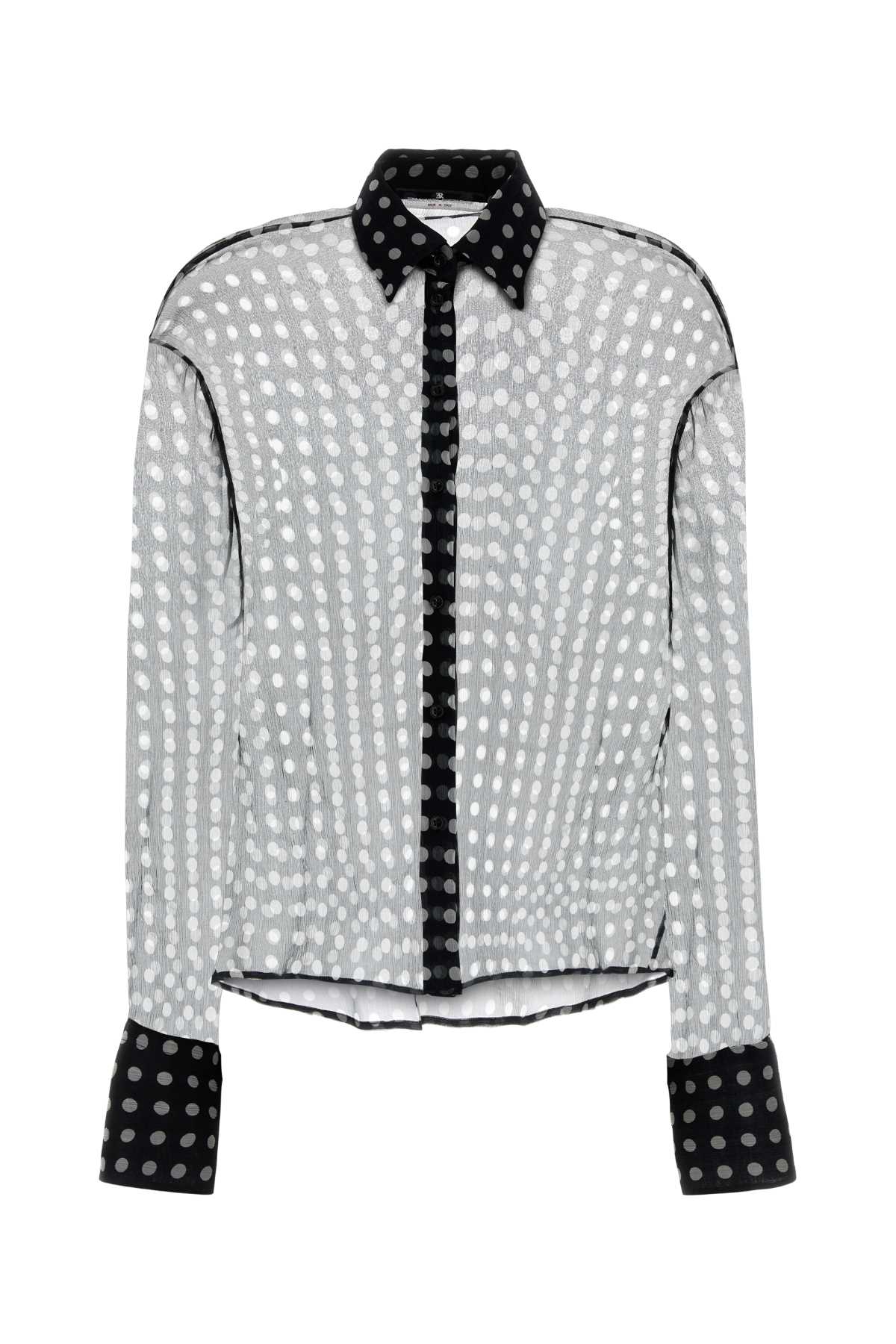 Polka-Dot Silk Shirt — Gray