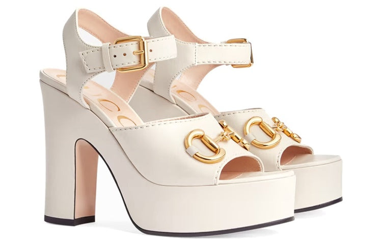 (WMNS) Ankle-Strapped Platform Sandals with Horsebit 'White'