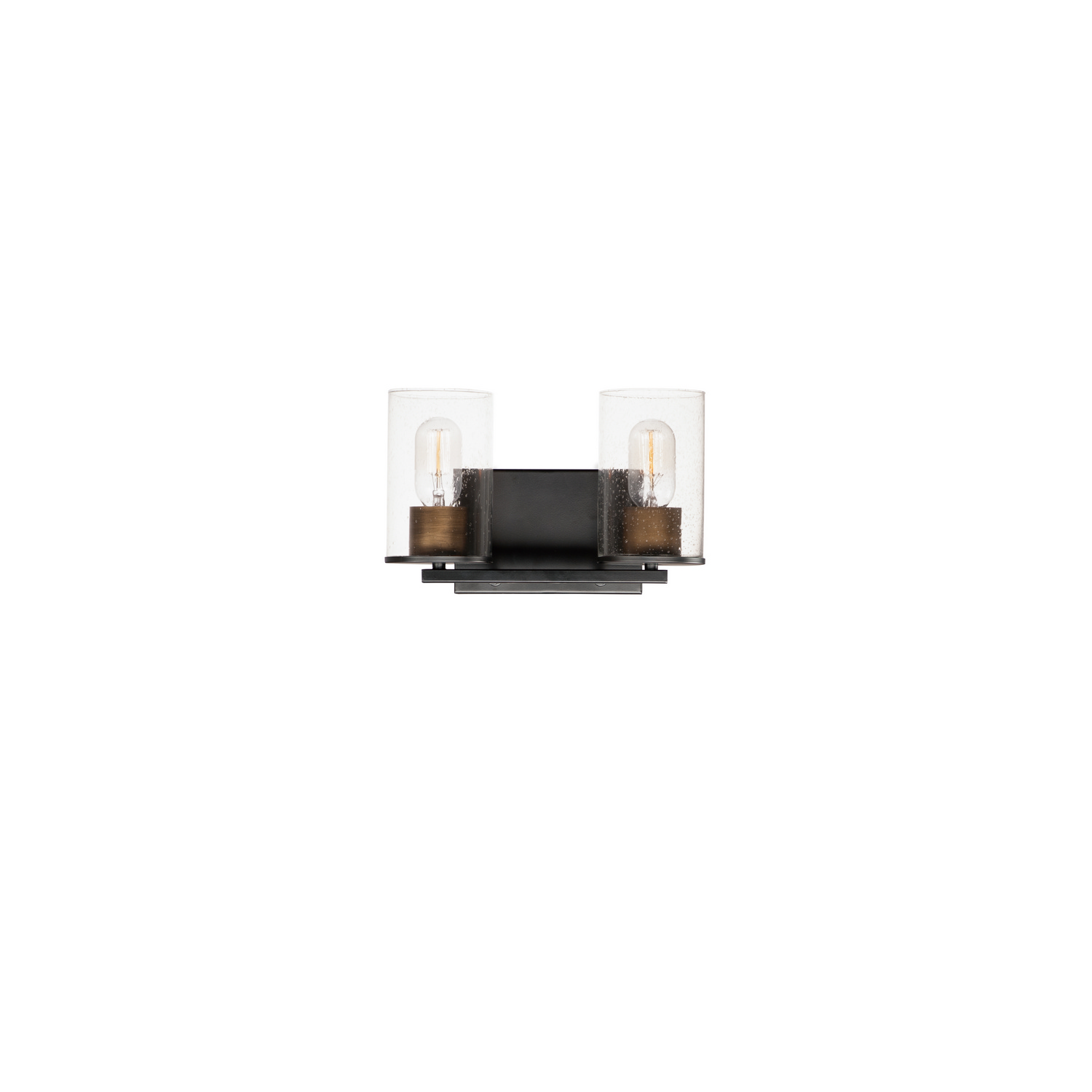 Antique Brass Black Two Light Bath Vanity from the Sleek Collection