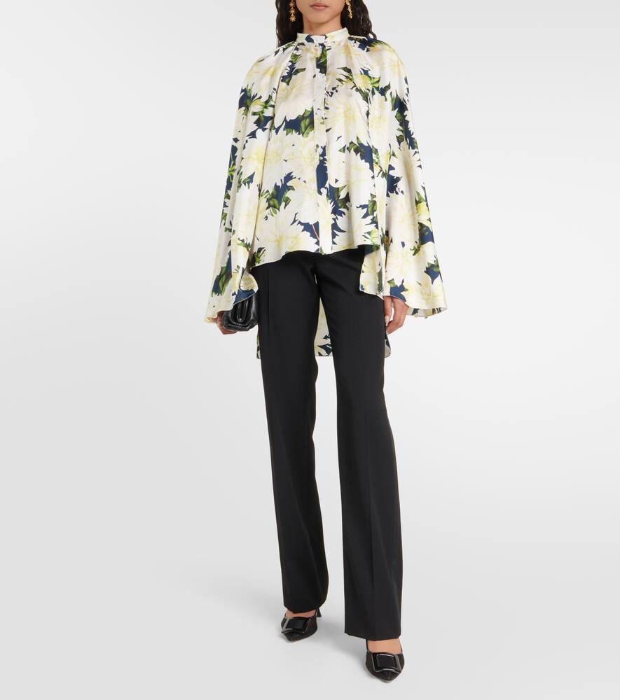 Floral cotton-blend blouse