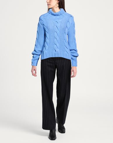 Woman Turtleneck Azure Size L Cashmere