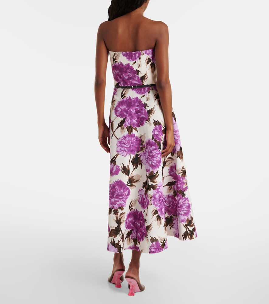 Floral cotton-blend faillé midi dress