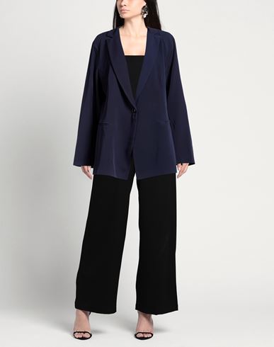 Woman Blazer Navy Size L Polyester, Elastane