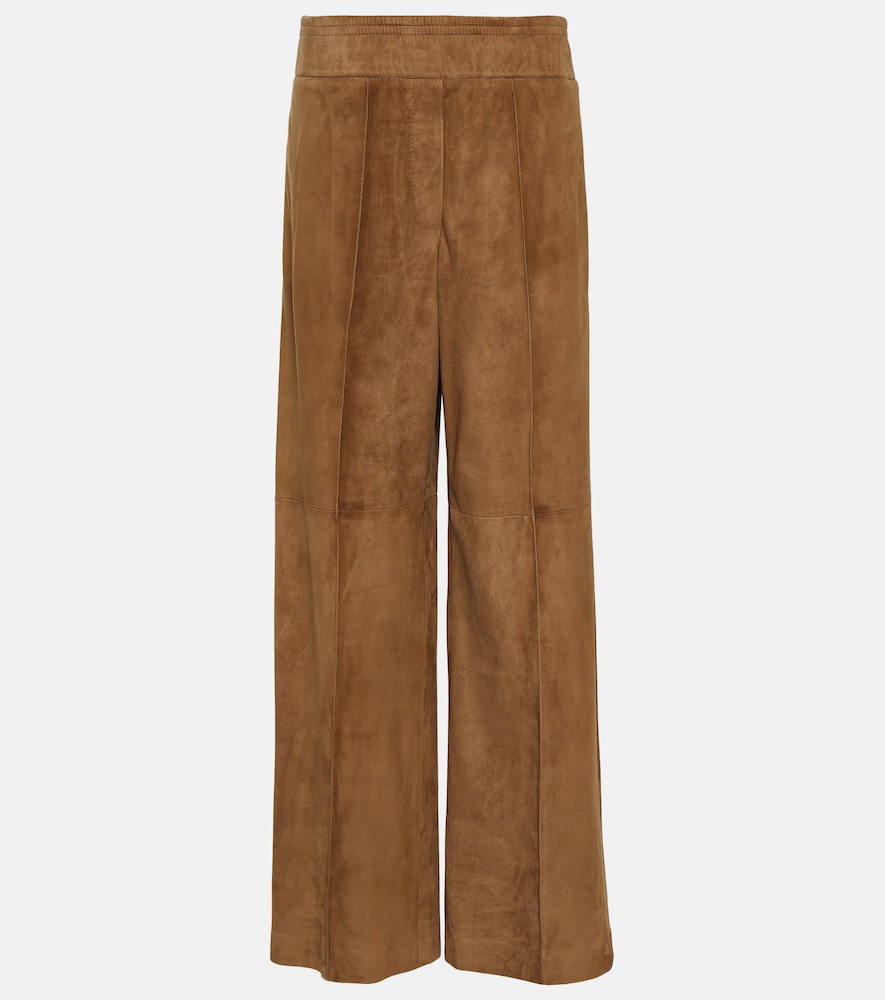 Wide-leg suede pants