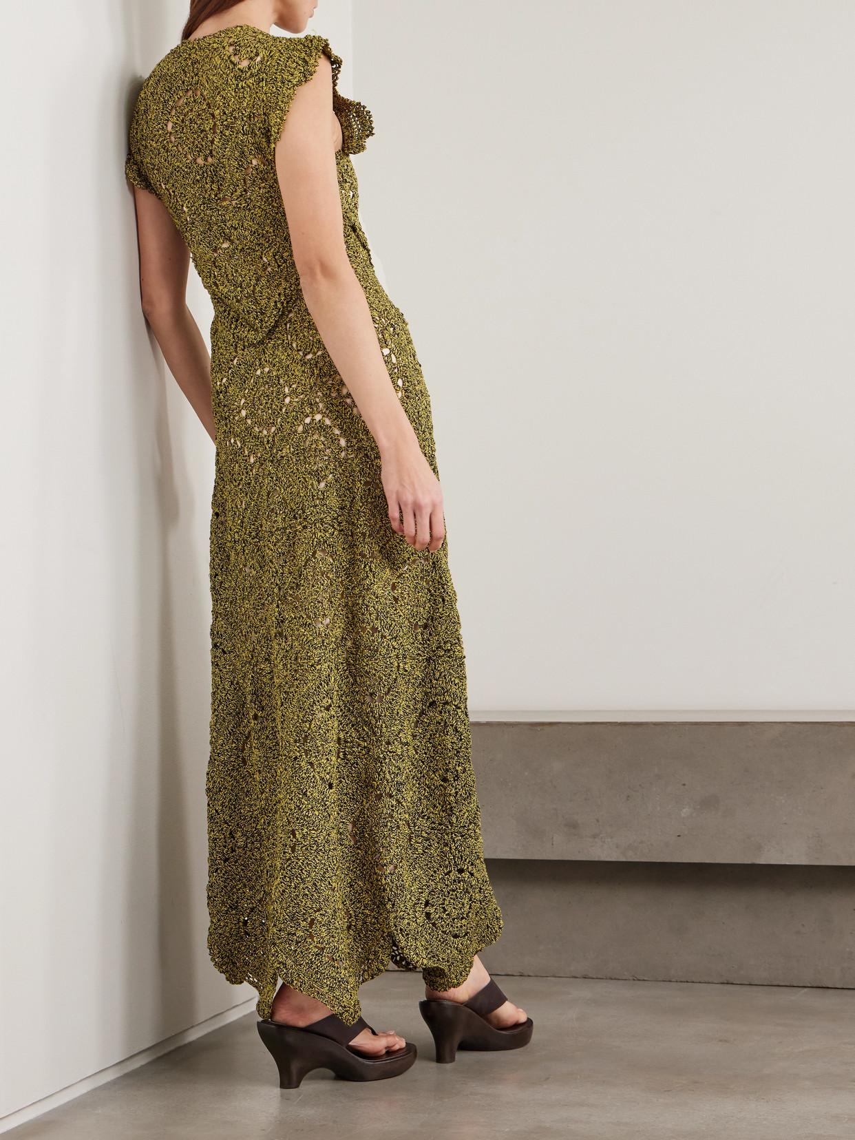 Annalisa Crocheted Cotton Maxi Dress - Green
