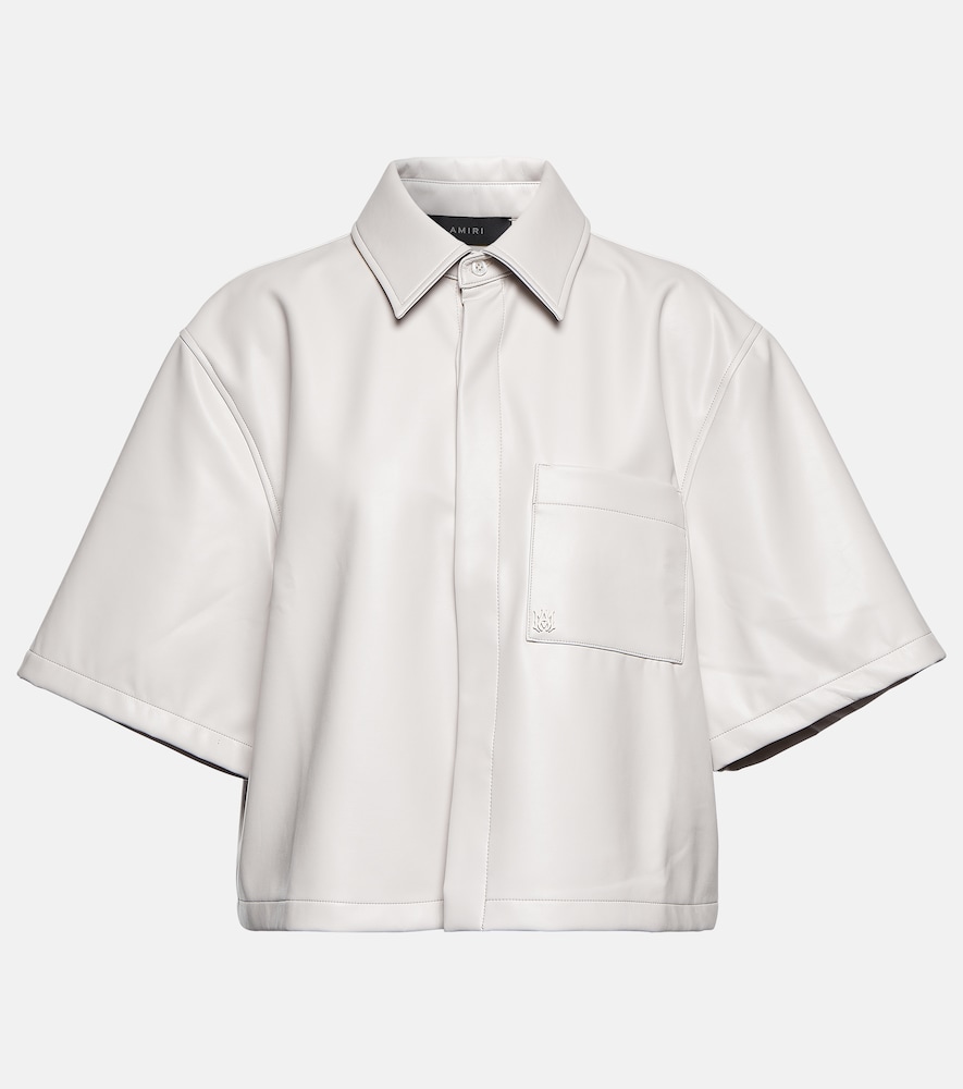 Faux leather overshirt