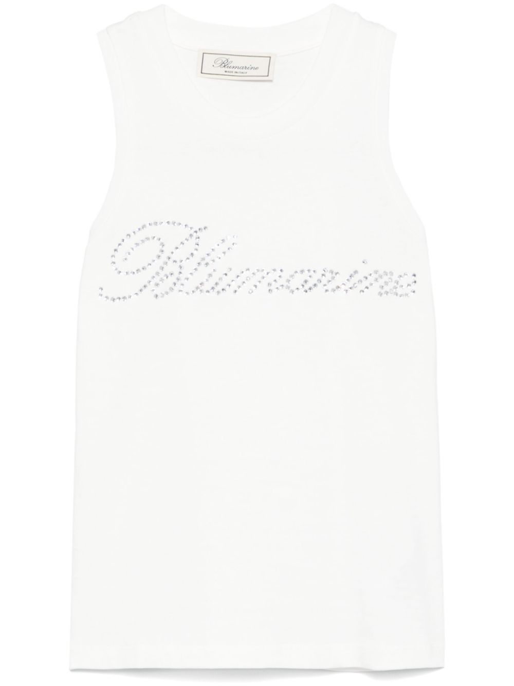 Rhinestone-logo tank top - Black