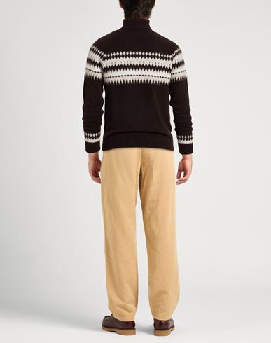 Man Turtleneck Chocolate brown Size M Cashmere, Silk, Polyester