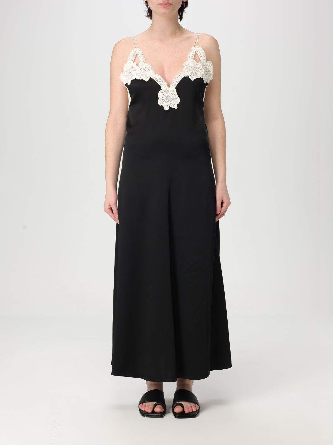 Embroidered midi dress - Black