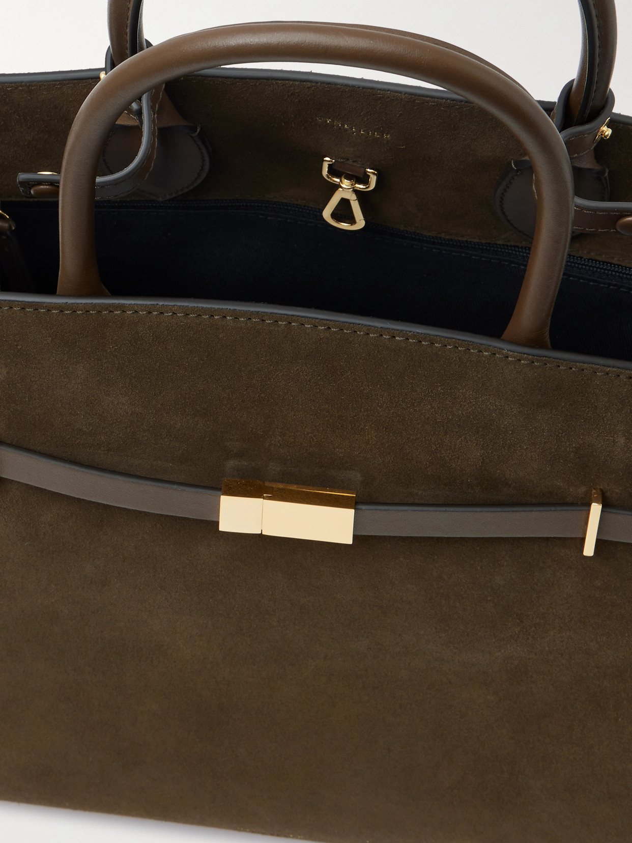 The Hudson Leather-trimmed Suede Tote - Taupe