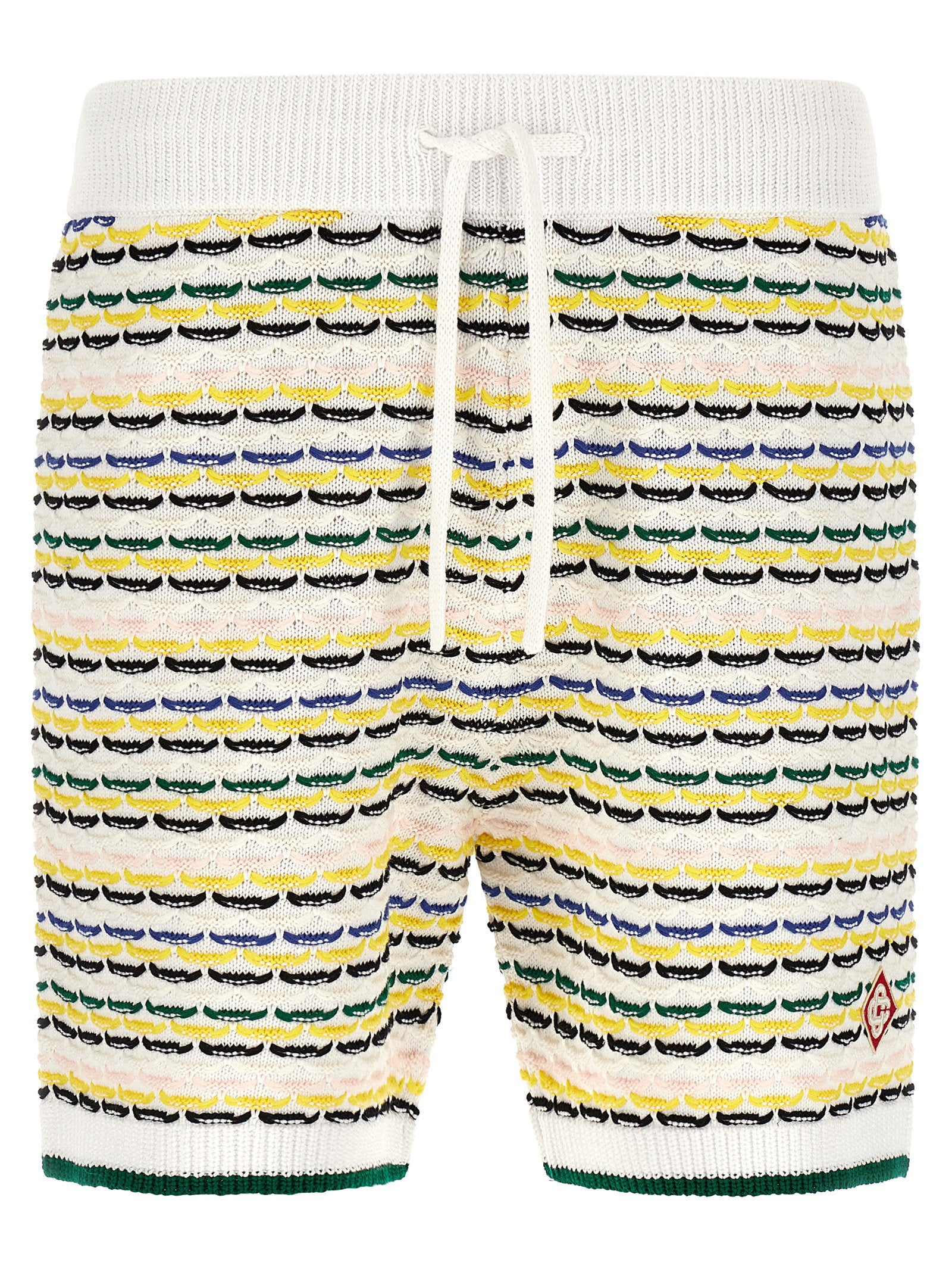 Tuck Stitch Cotton Knit Bermudas — Cream