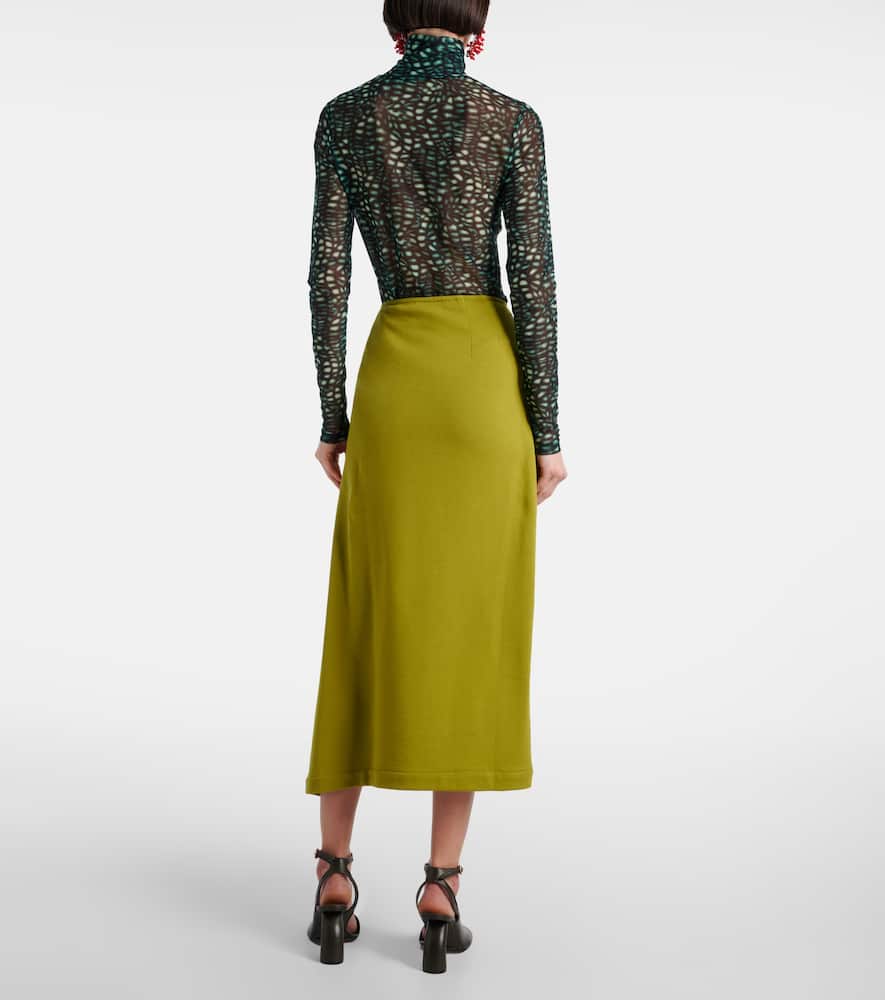Gathered cotton midi skirt