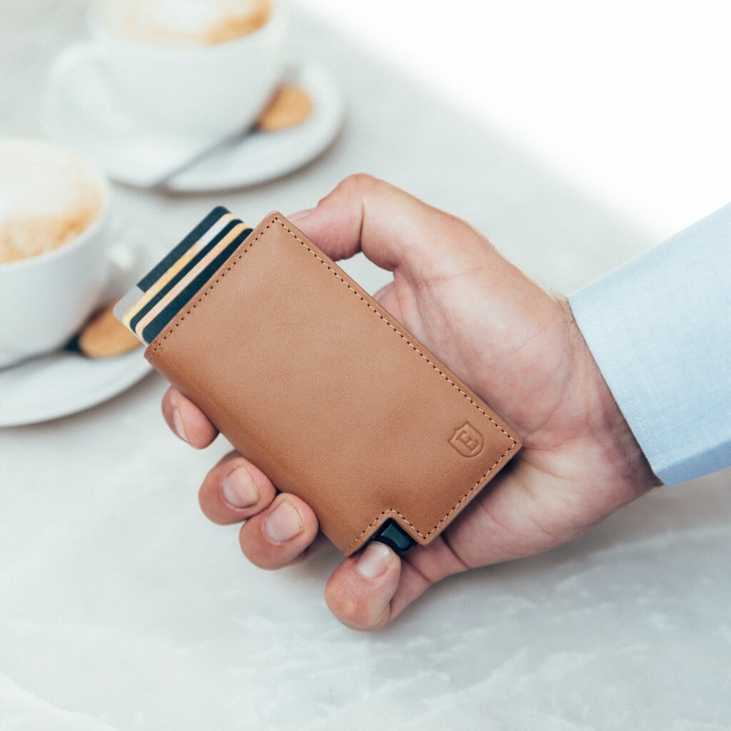 Men's Wallet - Smiley x Ekster Premium Slim Men's Wallet Trackable Wallet Leather Smart Wallet RFID Blocking