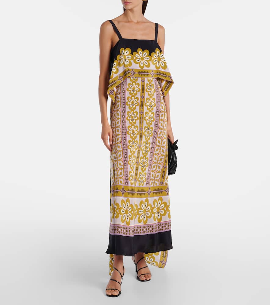 Printed silk crêpe de chine maxi dress