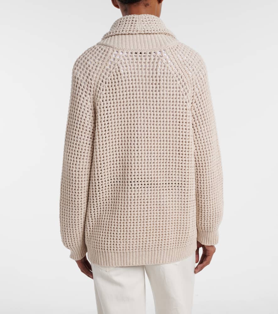 Open-knit cotton-blend cardigan