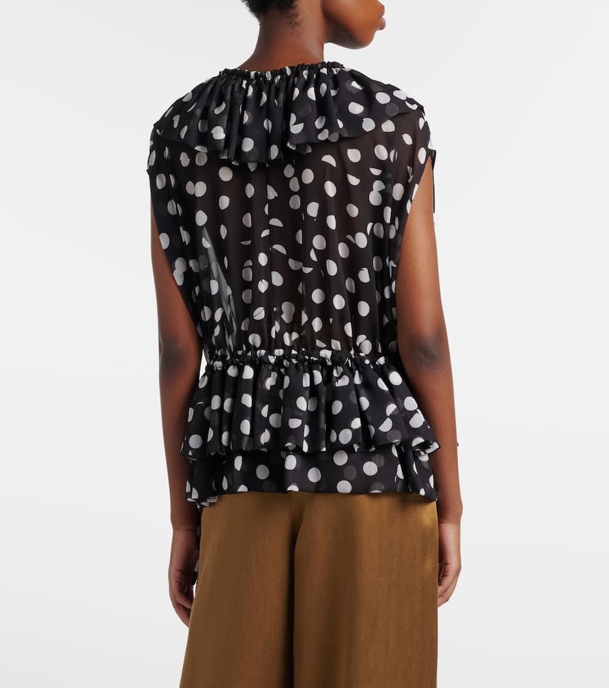 Polka-dot ruffled top
