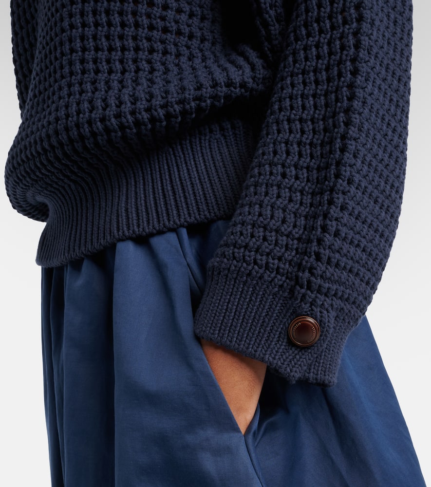 Cotton-blend polo sweater