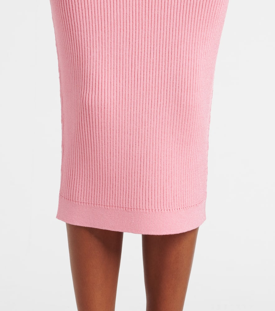 Ribbed-knit midi skirt