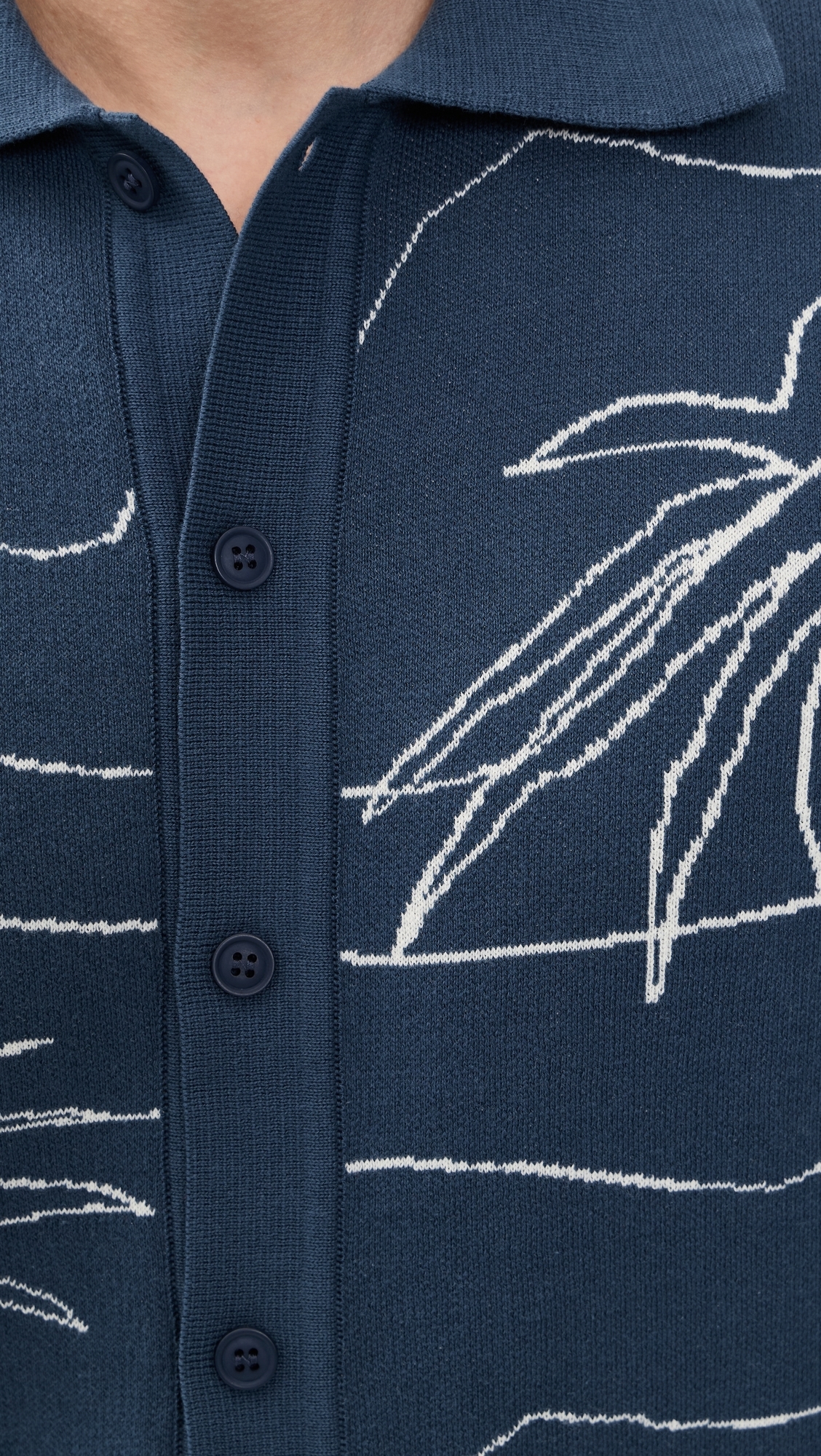 The Palms Knit Collared Shirt Blue