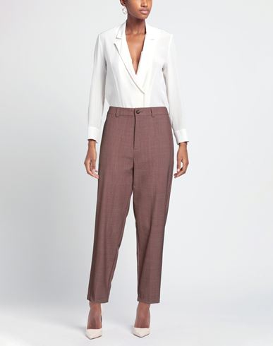 Woman Pants Brick Size 6 Polyester, Wool, Elastane