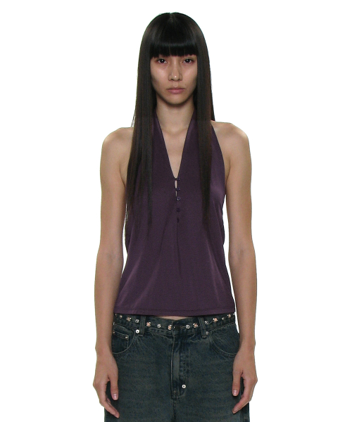 PWC Button-Up Jersey Halter Neck Top