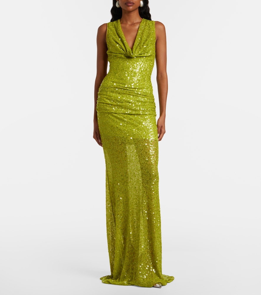 Sequined draped gown