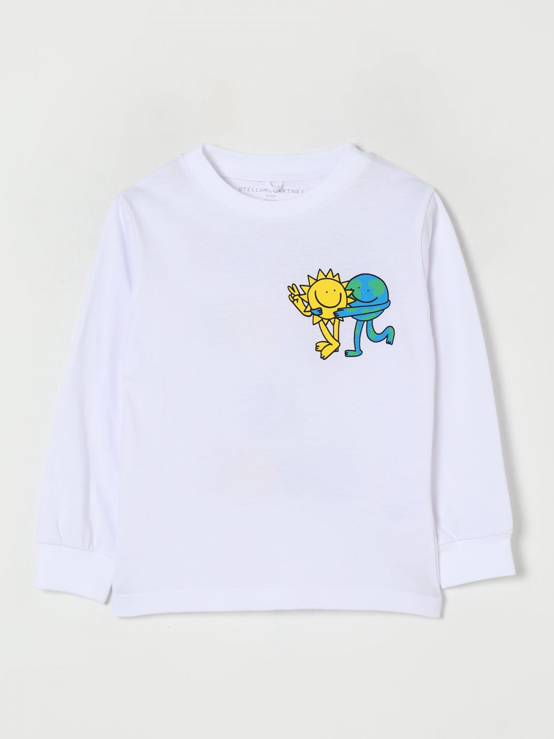 Sun earth-print long-sleeve top - White