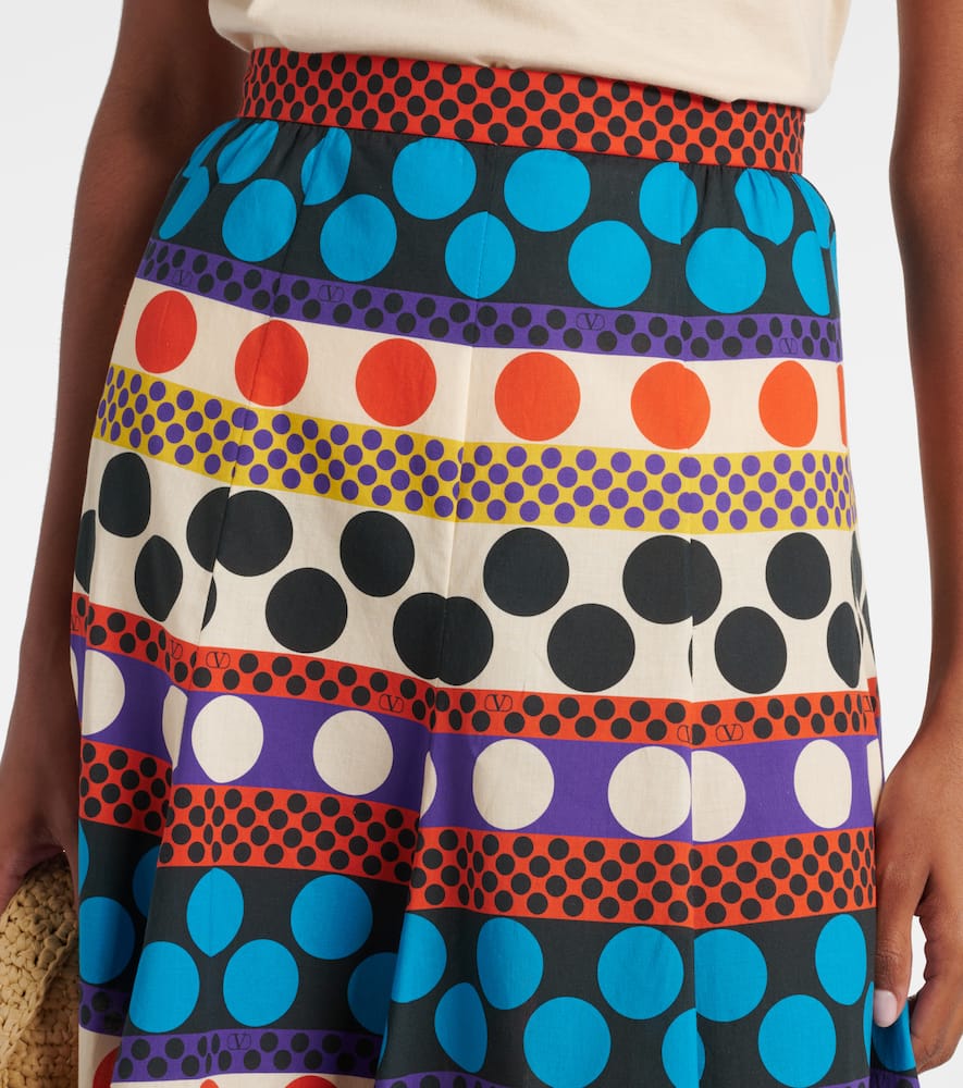 Printed cotton midi skirt
